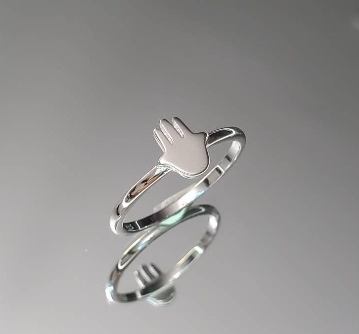 Dainty Sterling Silver Hamsa Ring