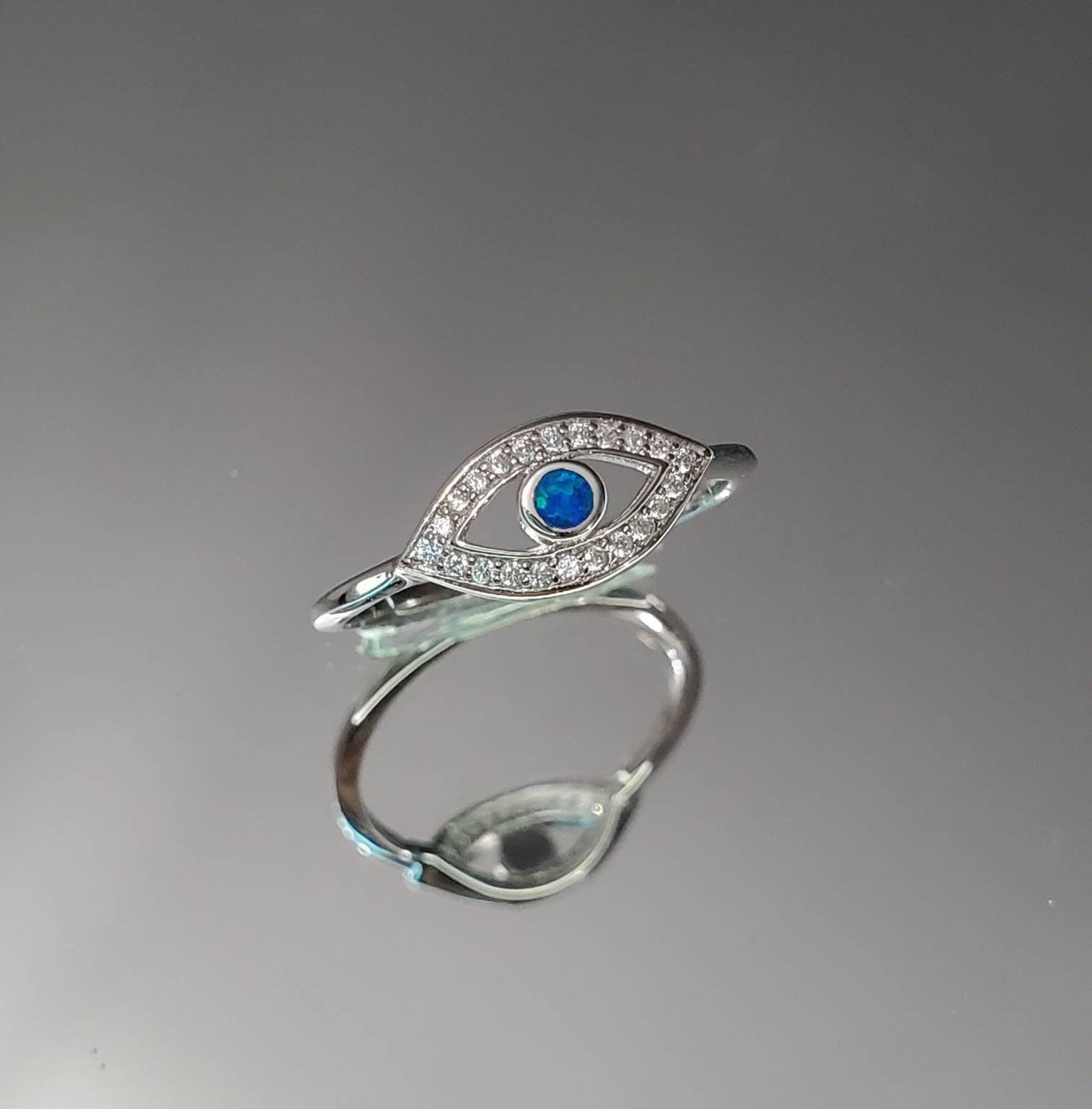 Evil Eye Blue Opal Ring