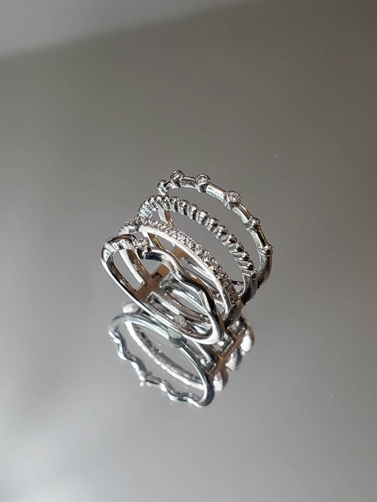 Sterling Silver Ring, Multi Stack Layered Ring, Statement Jewelry, 925 Silver, non tarnish