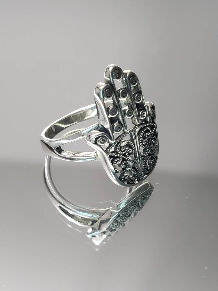 Hamsa Women's Ring – 925 Sterling Silver