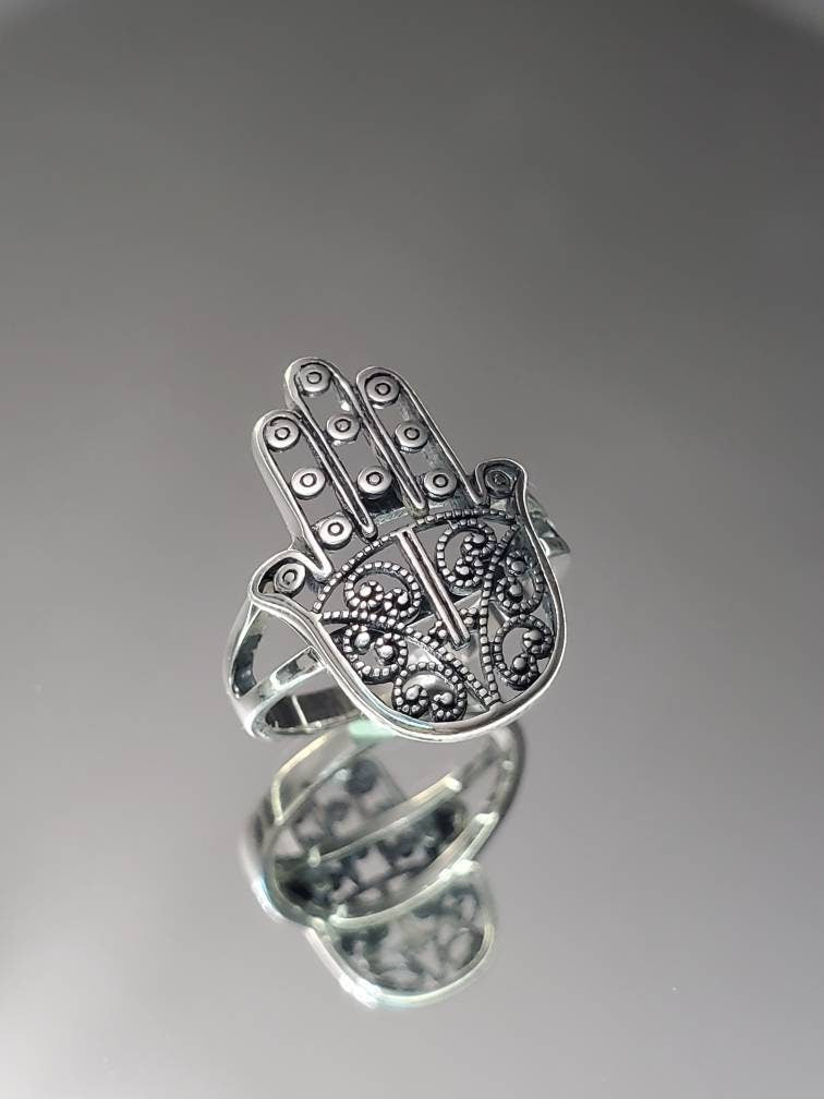 Sterling Silver Hamsa Ring, 925 Hamsa Ring, Protection Ring, Women's Hamsa Ring, 925 Ring, Vintage Ring