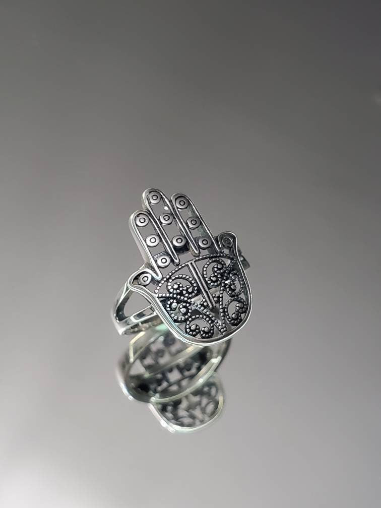 Sterling Silver Hamsa Ring, 925 Hamsa Ring, Protection Ring, Women's Hamsa Ring, 925 Ring, Vintage Ring