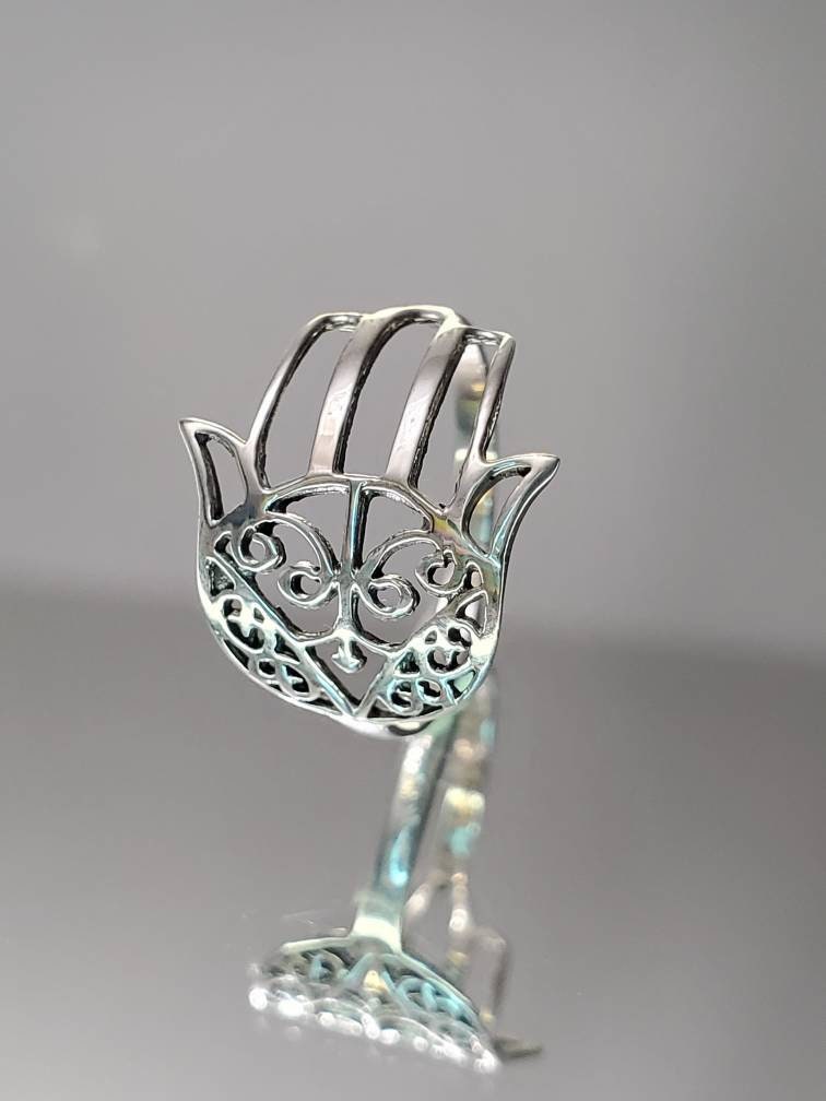 Hand Ring Hamsa Ring Traditional Sterling Silver Ring