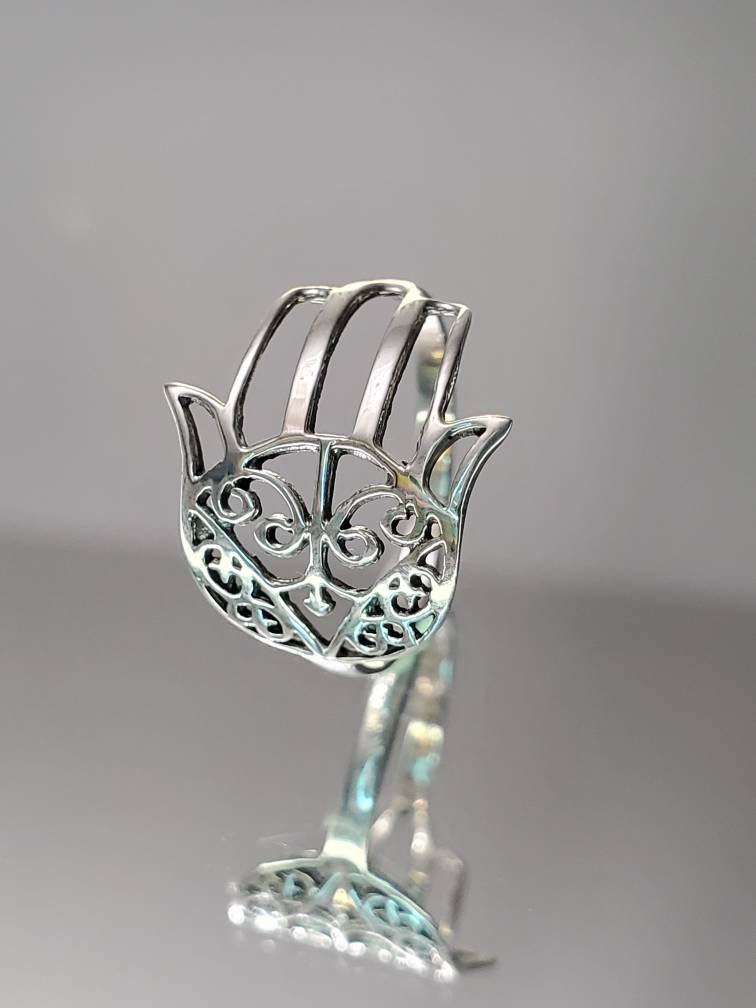 Hand Hamsa Traditional Ring – Sterling Silver