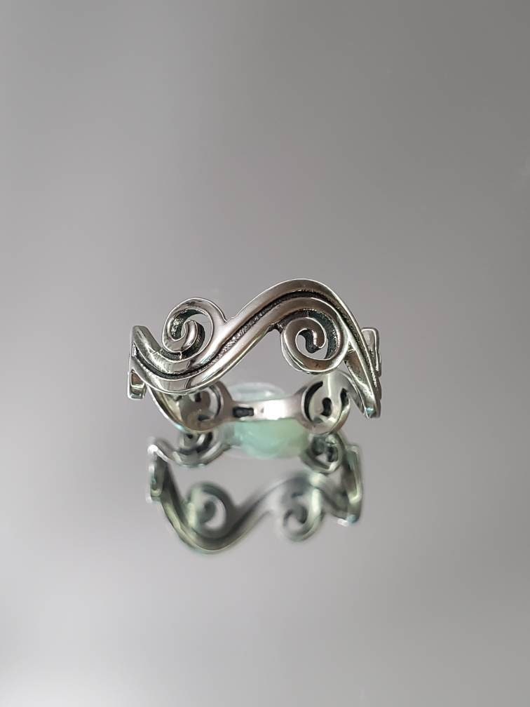 Wave Ring – 925 Sterling Silver with Oxidized Finish
