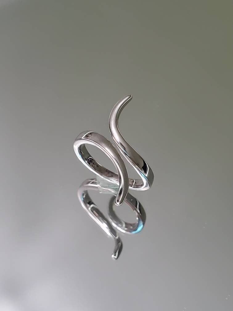 Curved Sterling Silver Statement Ring