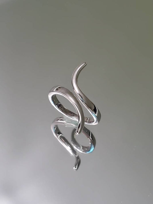 Curved Sterling Silver Statement Ring