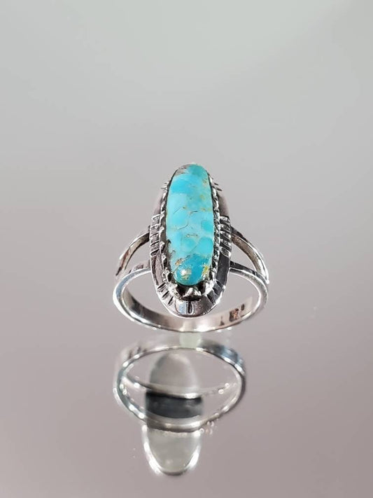 Turquoise Ring, Sterling Silver Ring For Women, Statement Stone Ring, Natural Crystal Stone, Bohemian Jewelry, Boho Ring, size 5-13