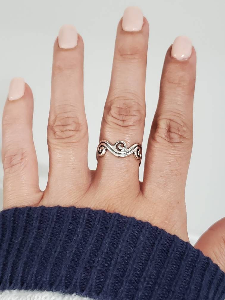 Wave Ring – 925 Sterling Silver with Oxidized Finish