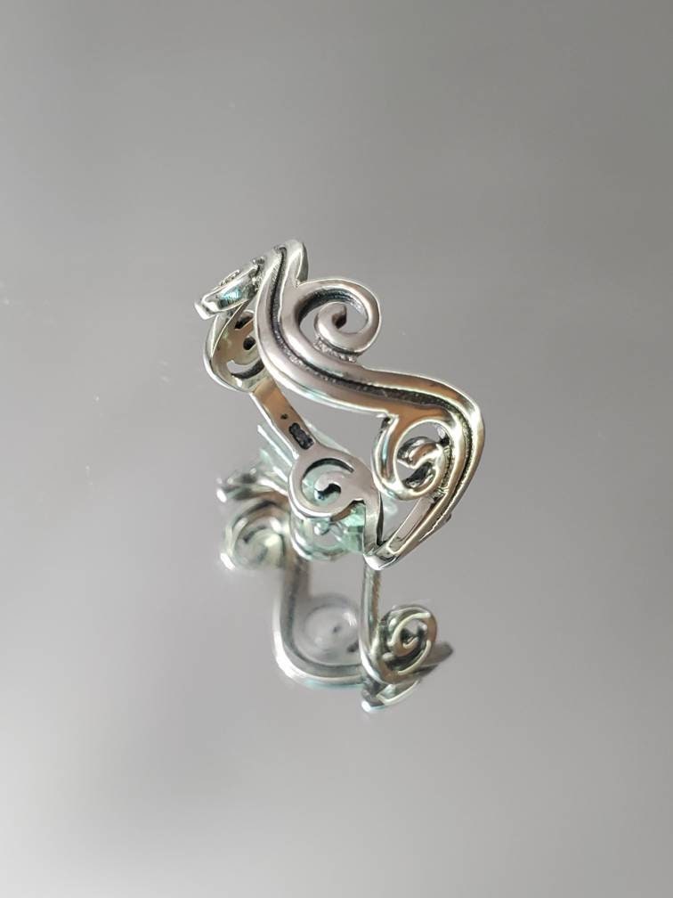 Wave Ring – 925 Sterling Silver with Oxidized Finish