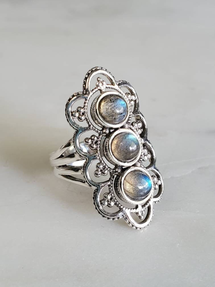 Rainbow Labradorite Ring