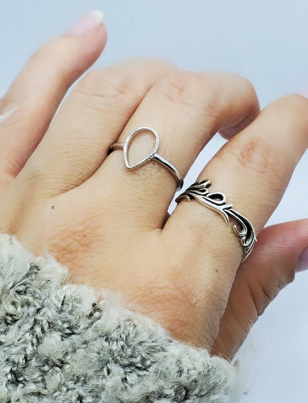 Sterling Silver Ring Teardrop Ring, Simple Minimalist Ring, Non tarnish, Dainty Women Ring