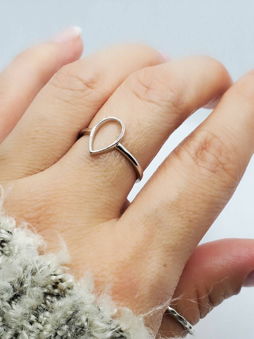 Sterling Silver Ring Teardrop Ring, Simple Minimalist Ring, Non tarnish, Dainty Women Ring