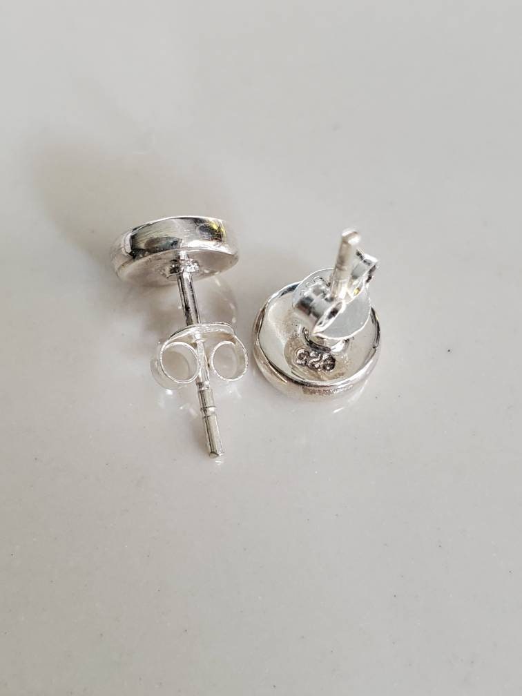 White Lab Stud Opal Earrings – 925 Sterling Silver