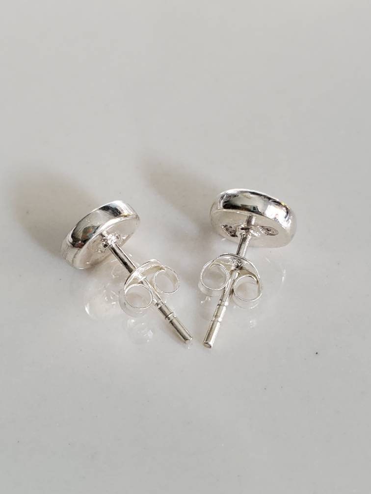 White Lab Stud Opal Earrings – 925 Sterling Silver