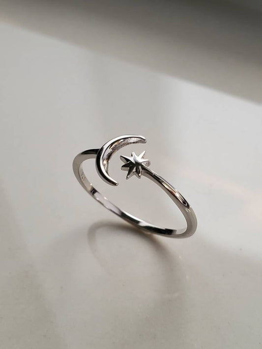 Moon Star Crescent Moon Ring
