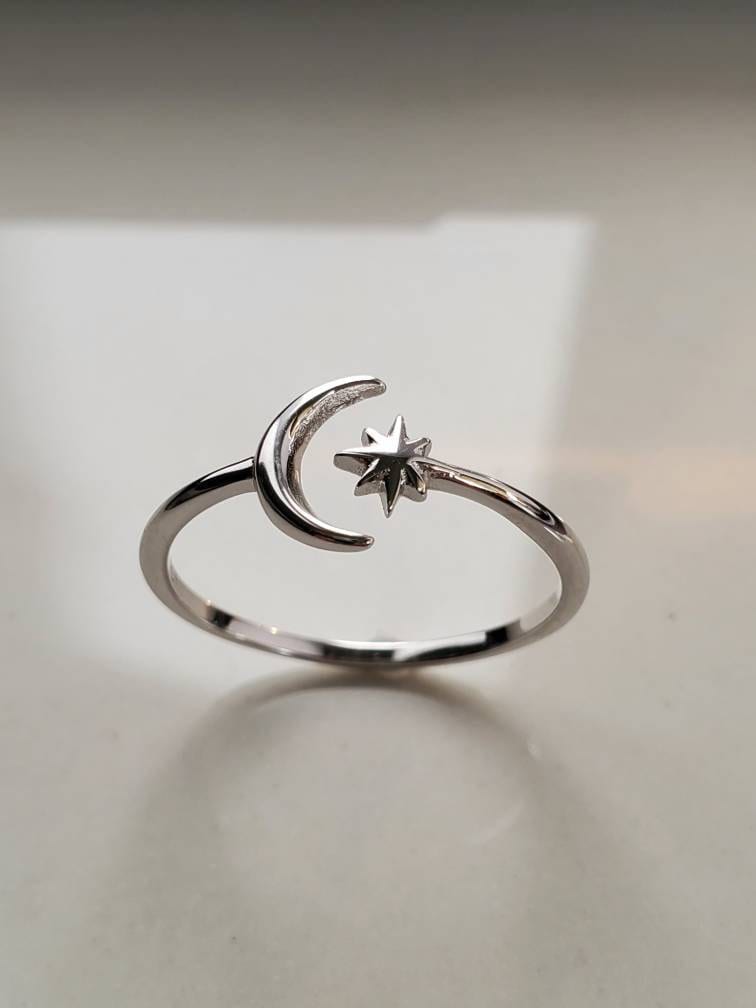 Moon Star Crescent Moon Ring