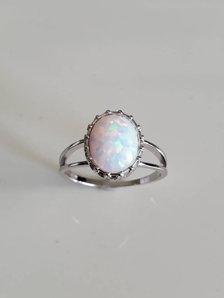 White Opal Ring, Women Ring, Dainty Stack Ring, Delicate Ring, Bohemian, Minimalist Ring