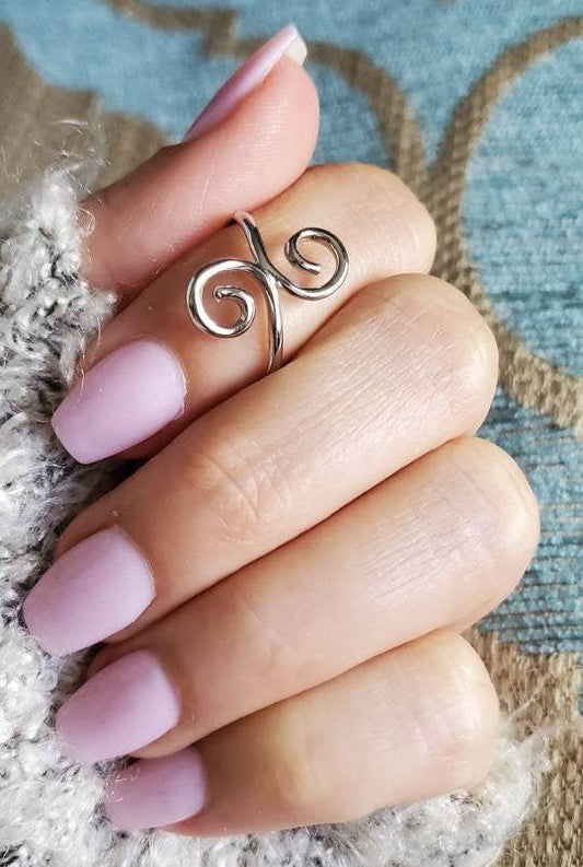 Sterling Silver Swirl Women's Ring Bohemian Style