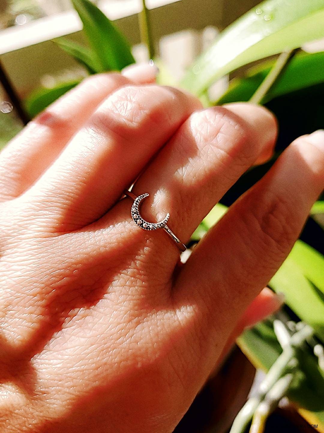 Crescent Moon Sterling Silver Ring