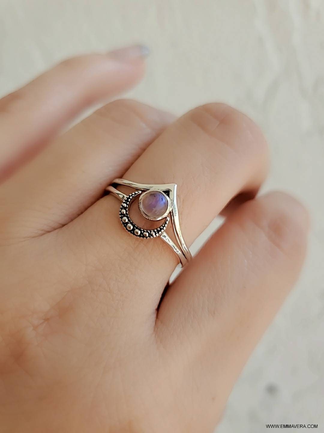 Crescent Moon Sterling Silver Ring