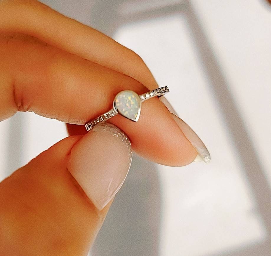 White Opal Ring – Sterling Silver