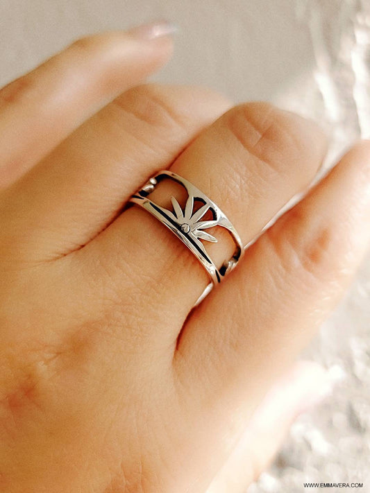 Sunset Ring, Sunrise Ring, Sterling Silver Women Ring, Sunshine Bohemian Beach Band, Boho Chic Jewelry, 925 Band