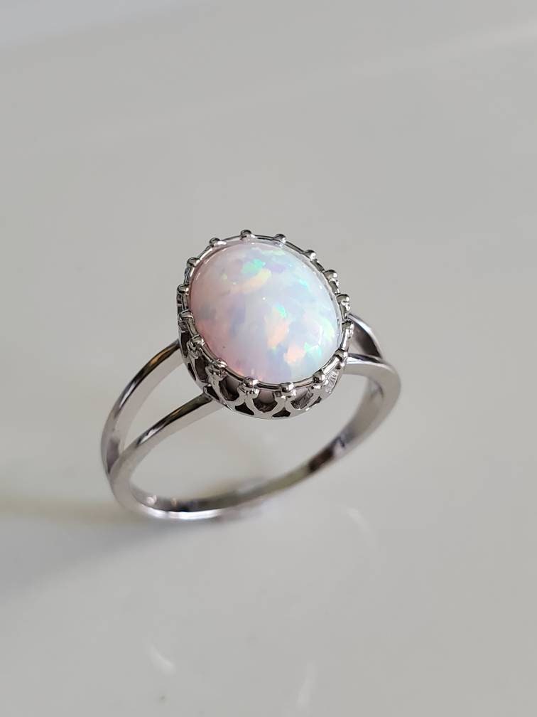 White Opal Ring, Women Ring, Dainty Stack Ring, Delicate Ring, Bohemian, Minimalist Ring