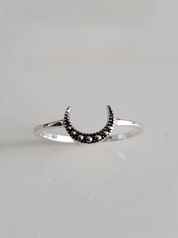 Crescent Moon Sterling Silver Ring