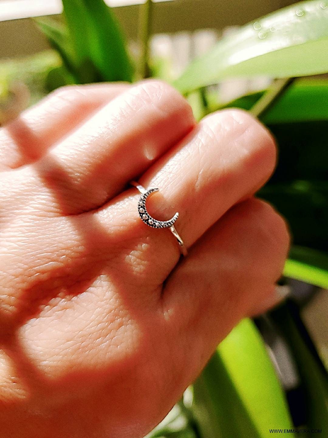 Crescent Moon Sterling Silver Ring