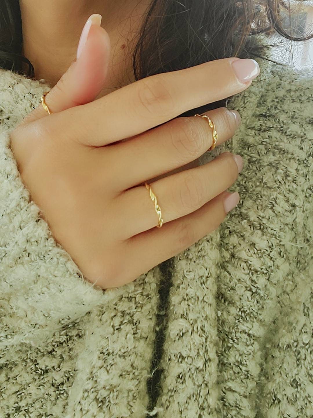 Gold Thin Sterling Silver Ring