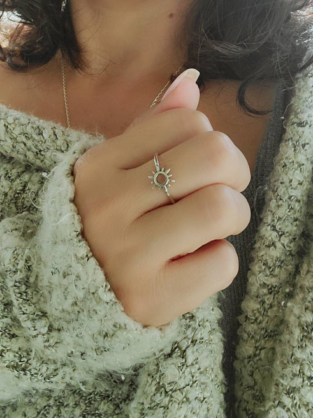 Dainty Sun Stacking Ring – 925 Sterling Silver