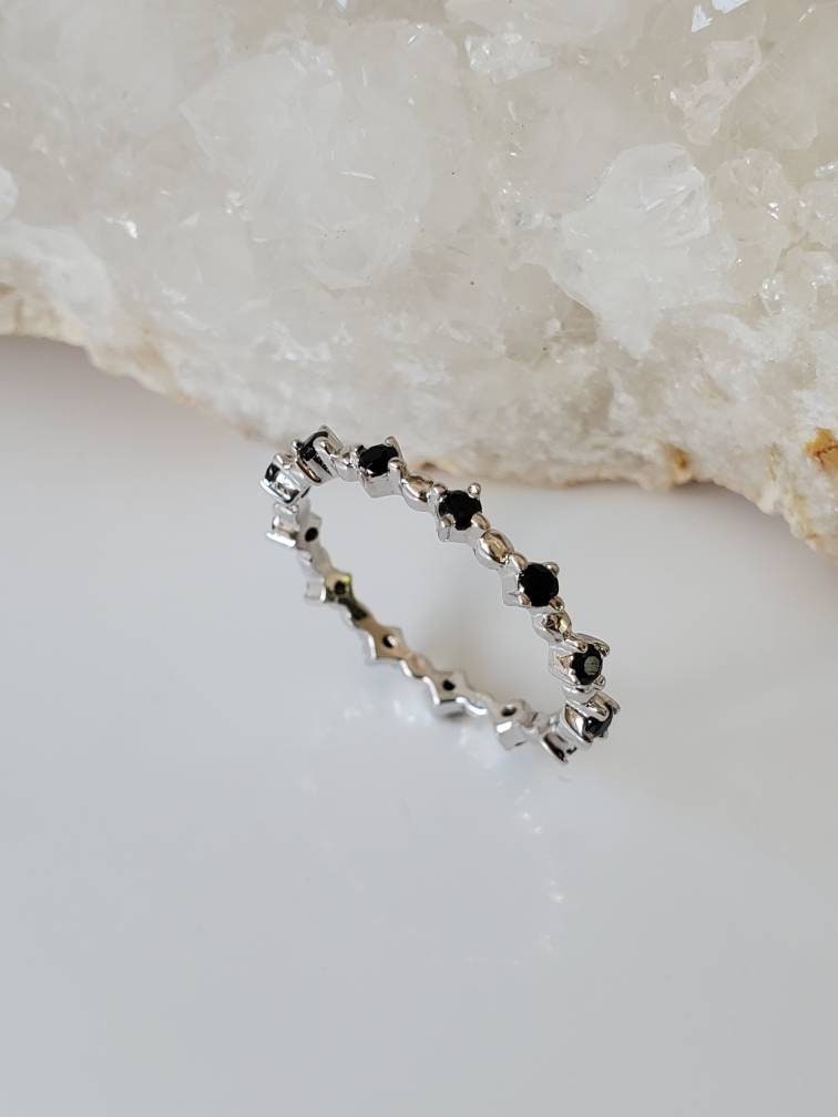 Sterling Silver Black Onyx Eternity Ring