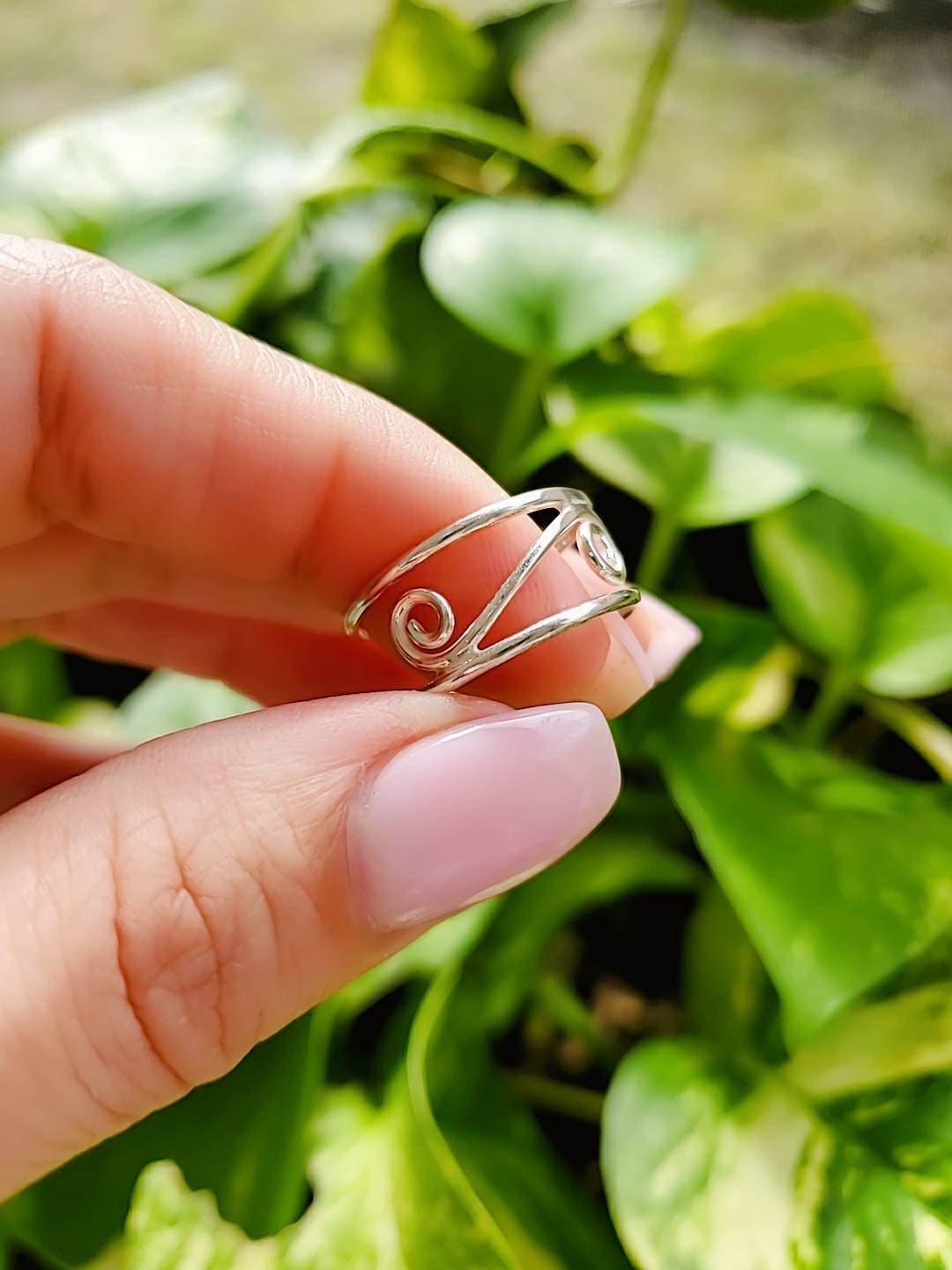 Sterling Silver Spiral Ring, 925 Silver, Women Band, Adjustable Ring, Bohemian Boho, Thumb Ring