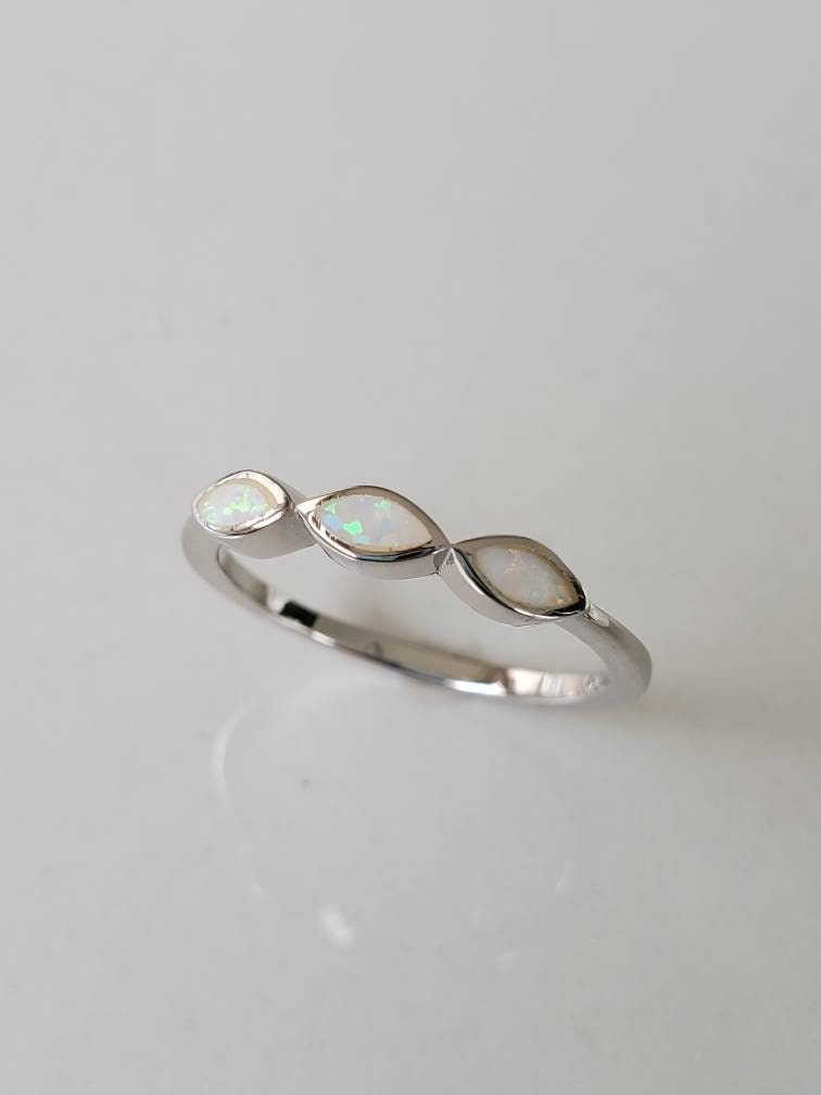 Marquise White Opal Ring