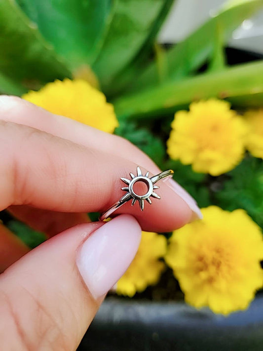 Sterling Silver Sun Ring, Minimalist Stack Ring, 925 Silver, Women Ring, Beach Ring, 925 Ring