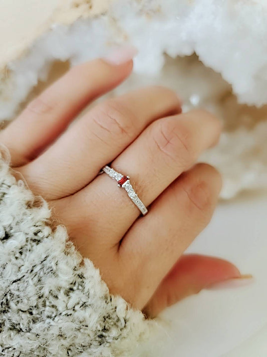 Garnet Anniversary Engagement Band