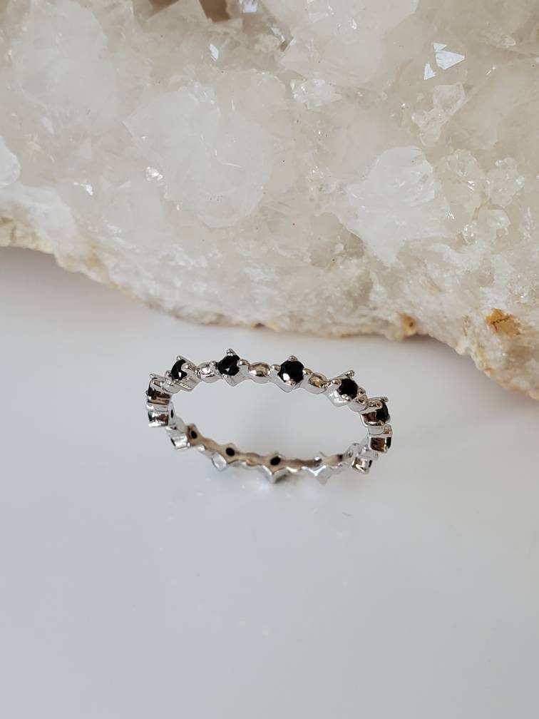 Sterling Silver Black Onyx Eternity Ring