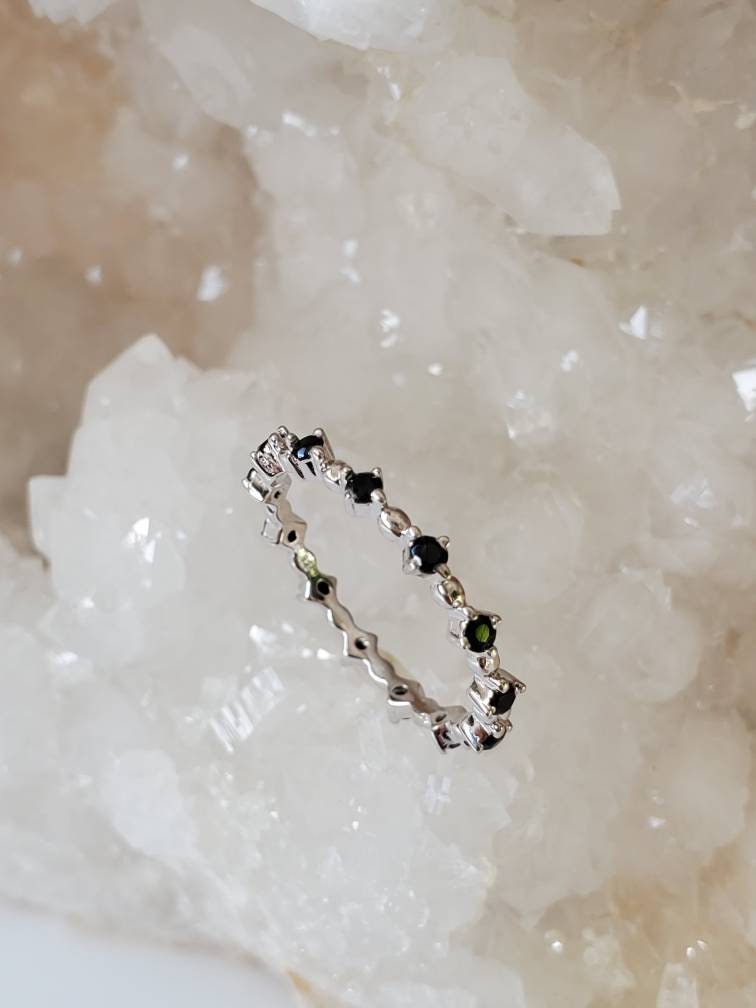 Sterling Silver Black Onyx Eternity Ring