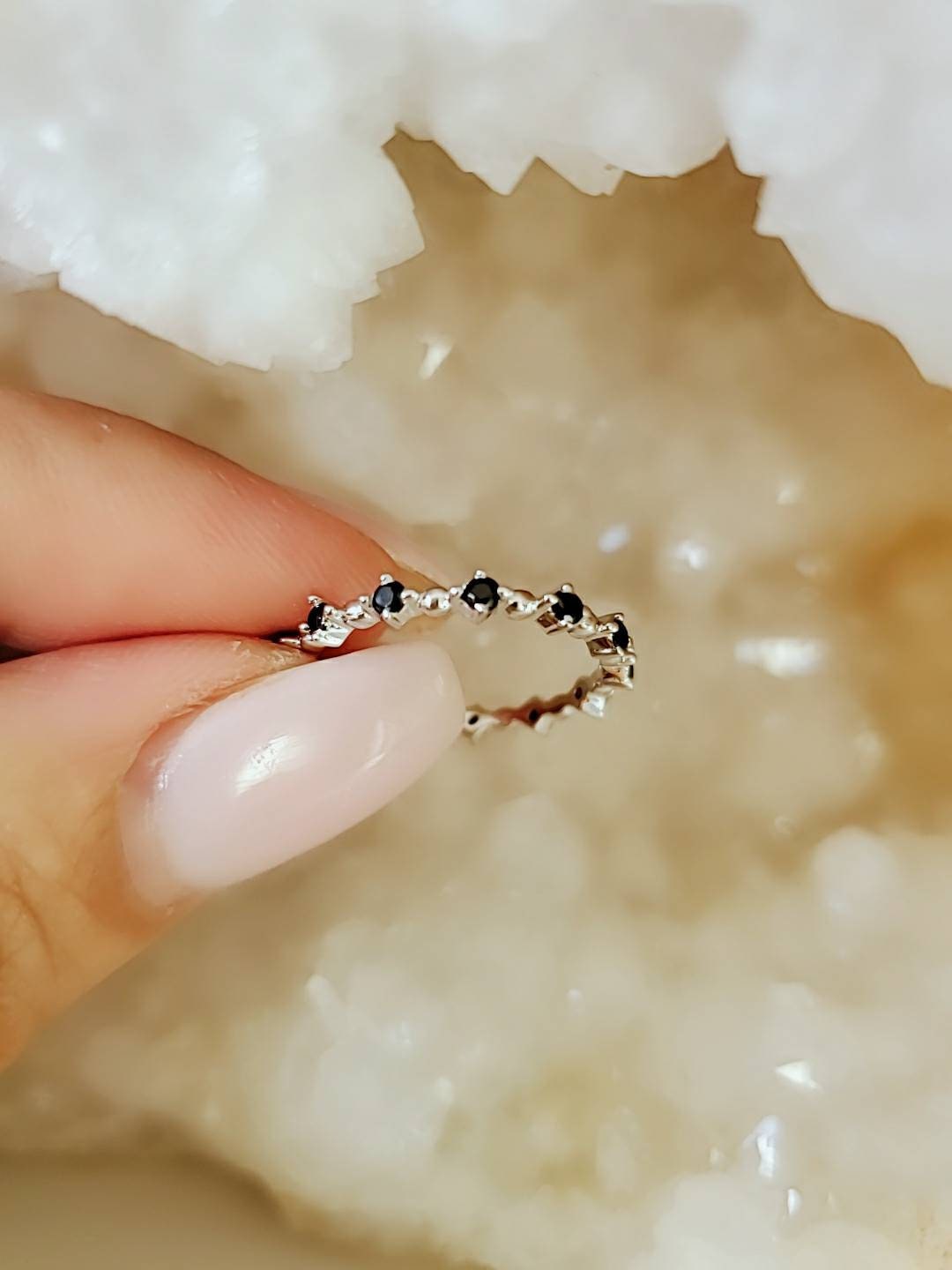 Sterling Silver Black Onyx Eternity Ring