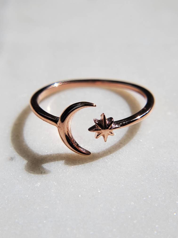 Rose Gold Crescent Moon Ring