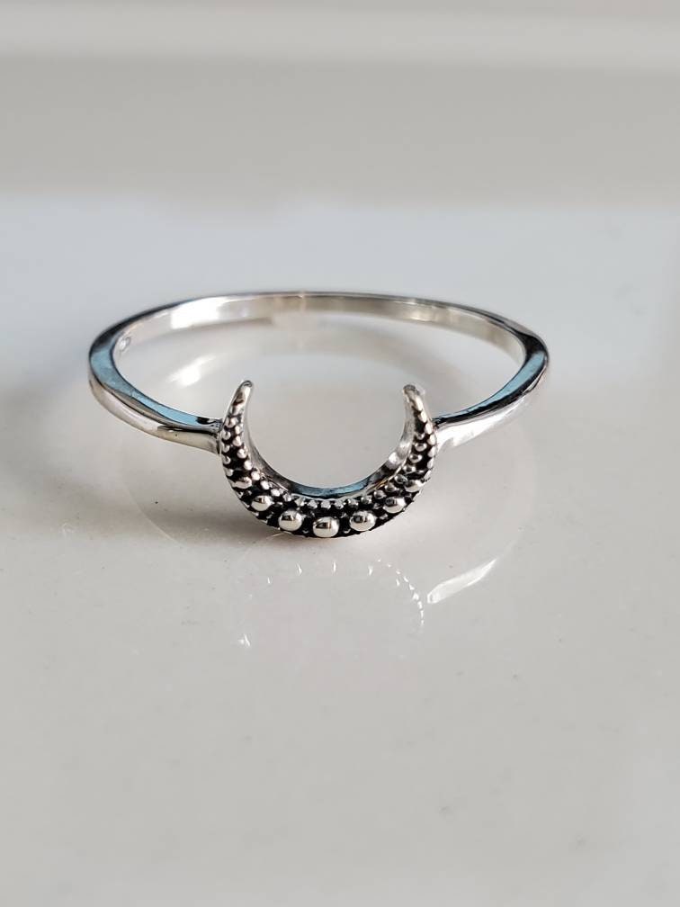 Crescent Moon Sterling Silver Ring