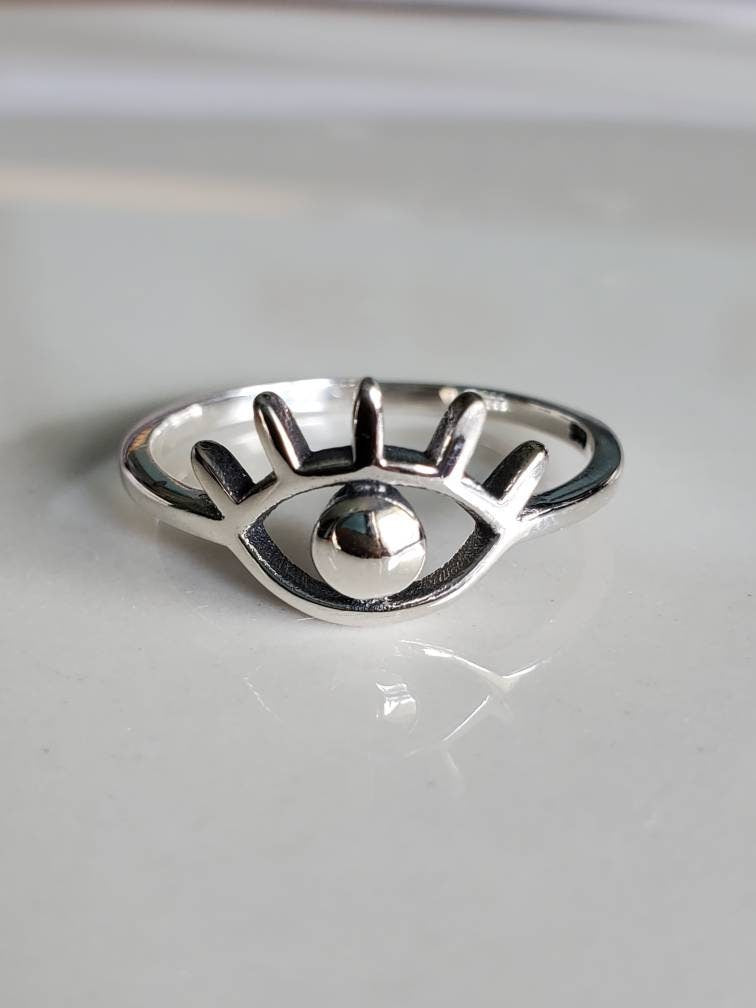 Evil Eye Sterling Silver Ring