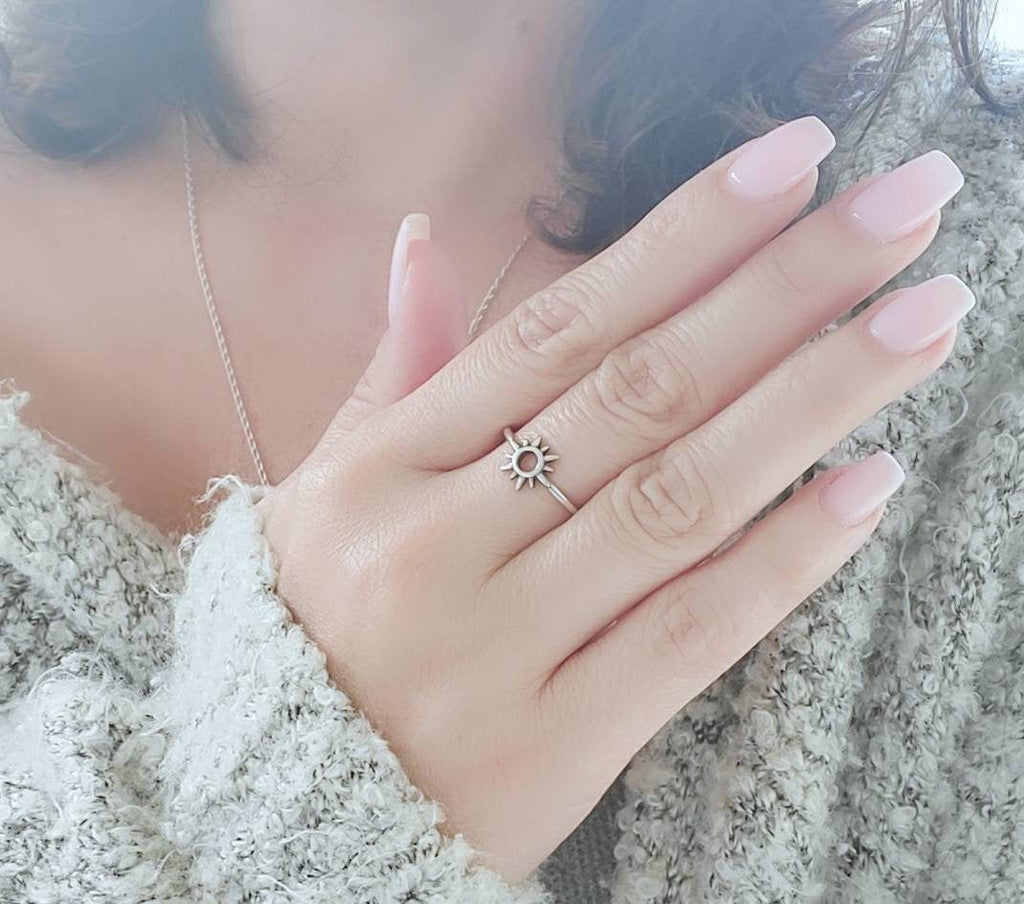 Dainty Sun Stacking Ring – 925 Sterling Silver
