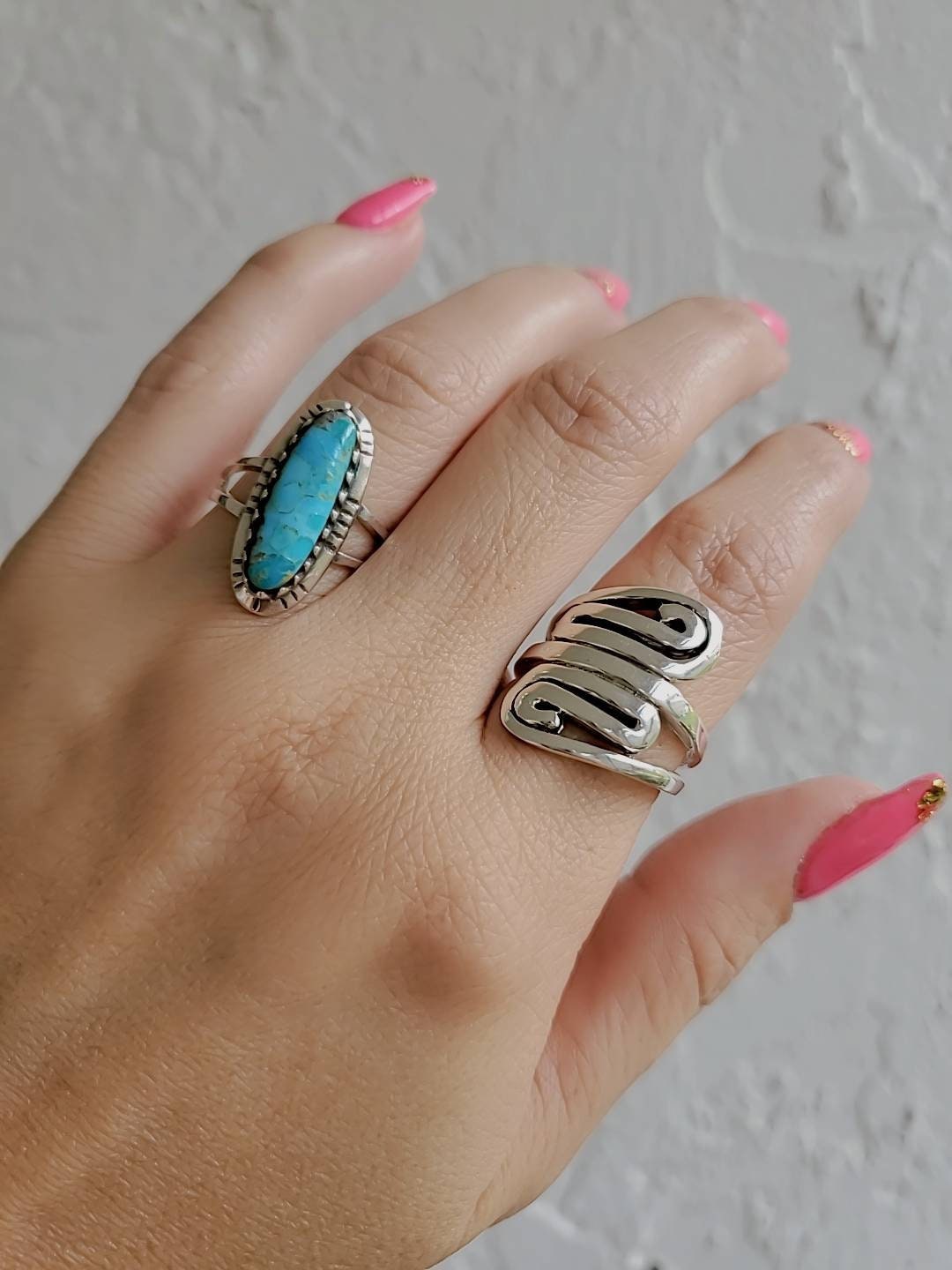 Turquoise Ring, Sterling Silver Ring For Women, Statement Stone Ring, Natural Crystal Stone, Bohemian Jewelry, Boho Ring, size 5-13