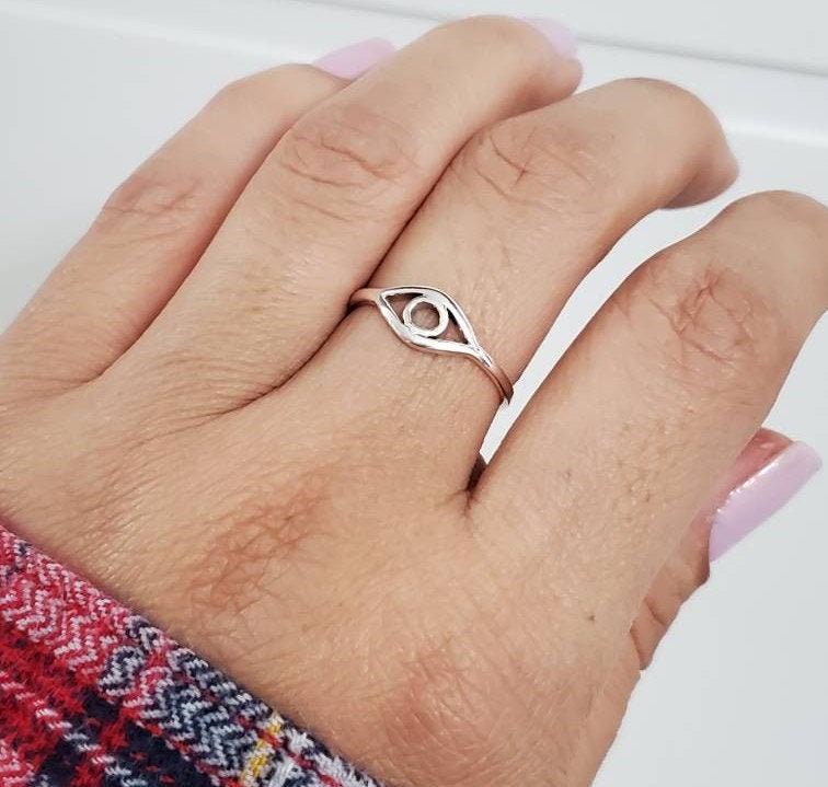 Eye Protection Ring Sterling Silver Thin Ring