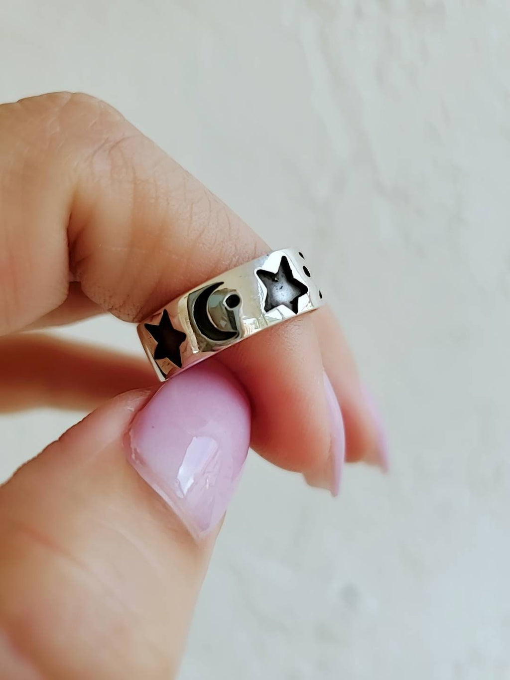 Moon Star Celestial Crescent Ring