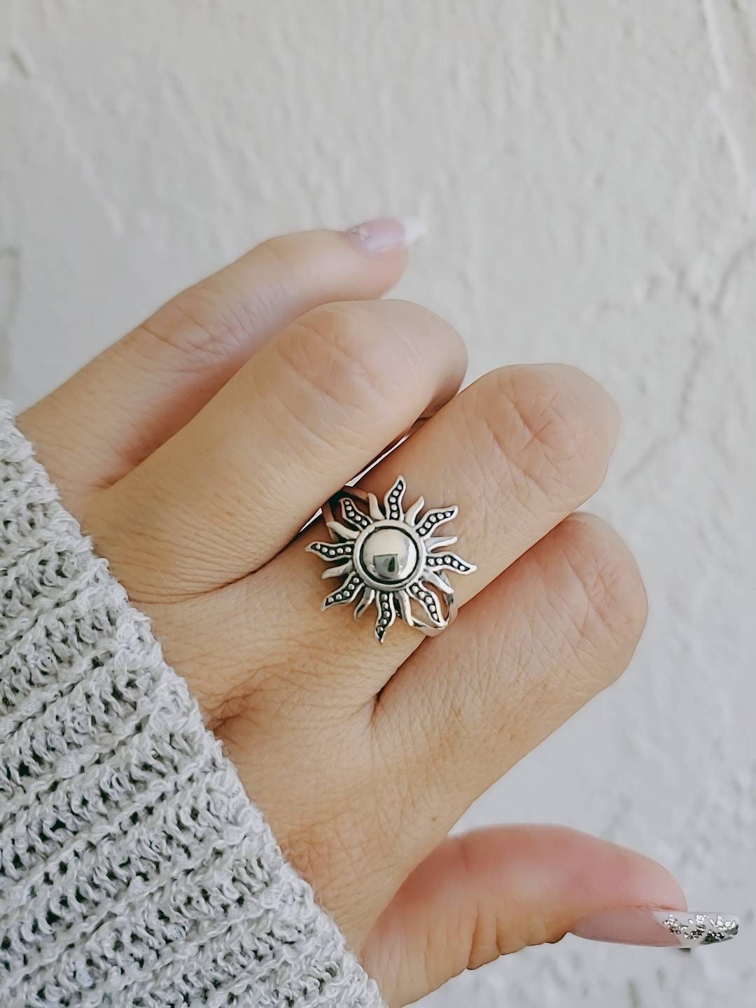 Sterling Silver Sun Ring, Large Sun Ring, 925 Silver, Sunshine Sunset Ring, Statement Ring, 925 Silver Ring