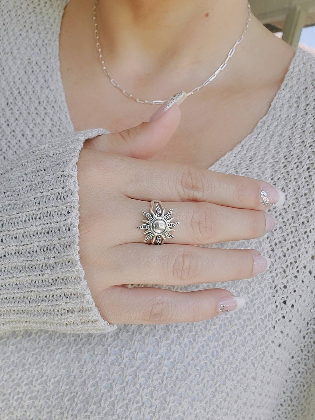 Sterling Silver Sun Ring, Large Sun Ring, 925 Silver, Sunshine Sunset Ring, Statement Ring, 925 Silver Ring