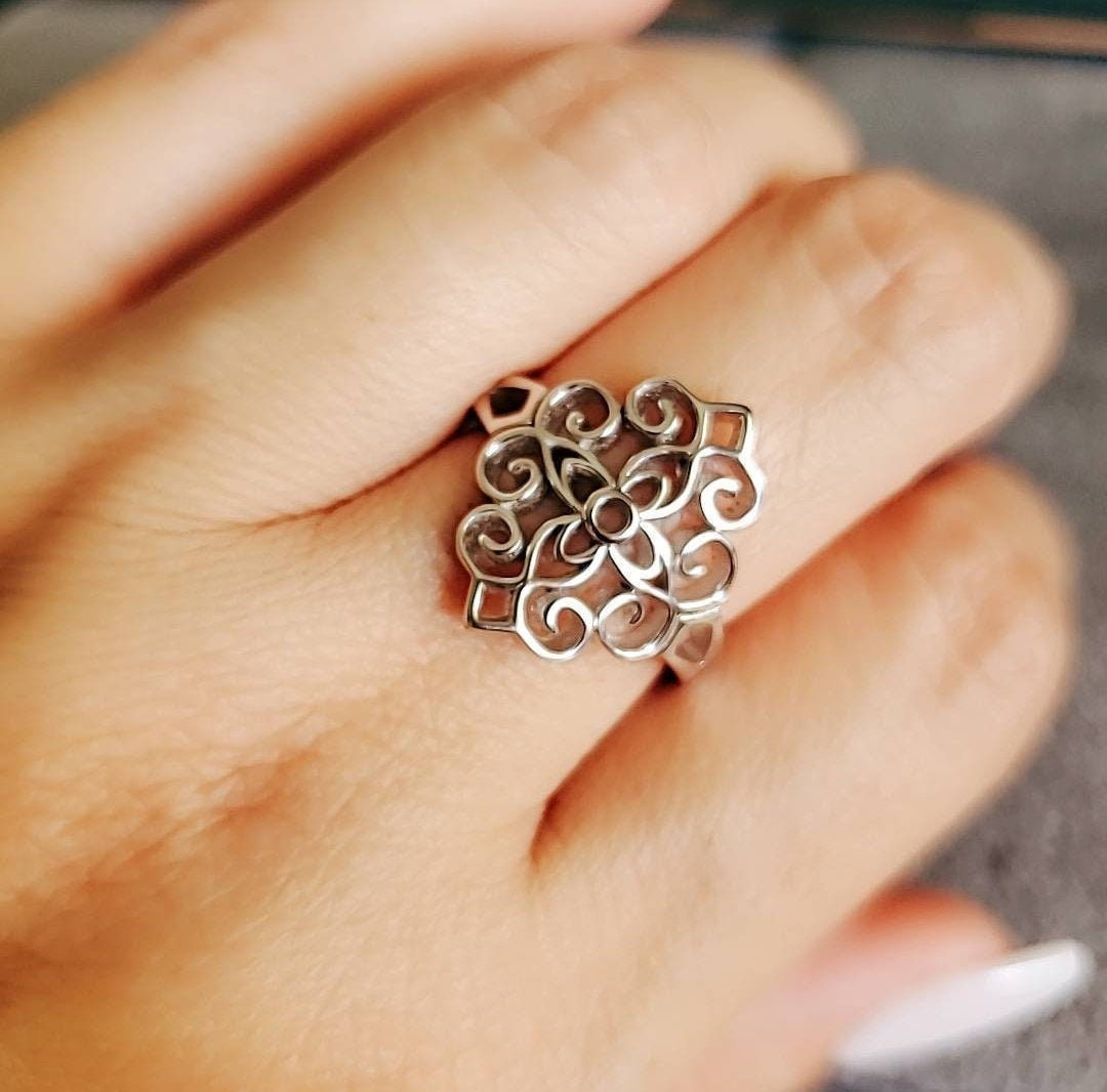 Sterling Silver Vines Ring, Bali Ring, 925 Stamped, high polished, Statement Women Ring